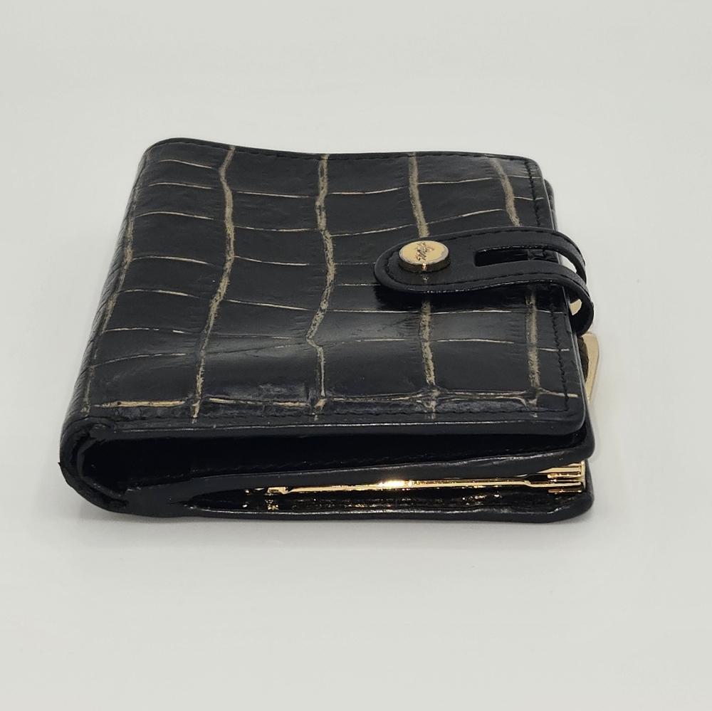 Abas Black & Gold Alligator Leather‎ Kisslock Wallet Vintage - Picture 4 of 8